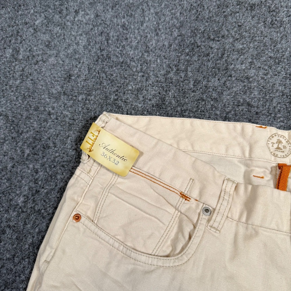 Tommy Bahama Authentic Fit Jeans Mens 36x32 Linen Blend Off White Straight Leg - Picture 8 of 12
